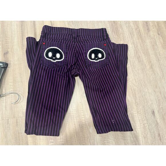 Vintage Skelanimals Hot Topic purple Goth black size 5 jeans RARE - Picture 5 of 7